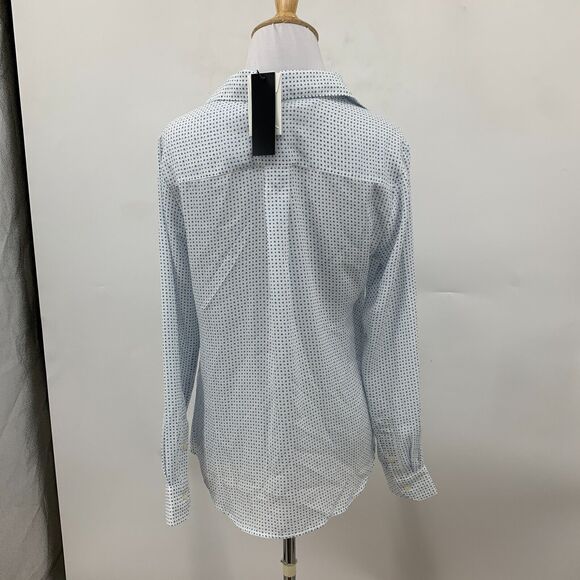 Banana Republic Shirt Women XS Navy Dot Drapey Classic Fit Long Sleeve Button Up - Picture 6 of 14